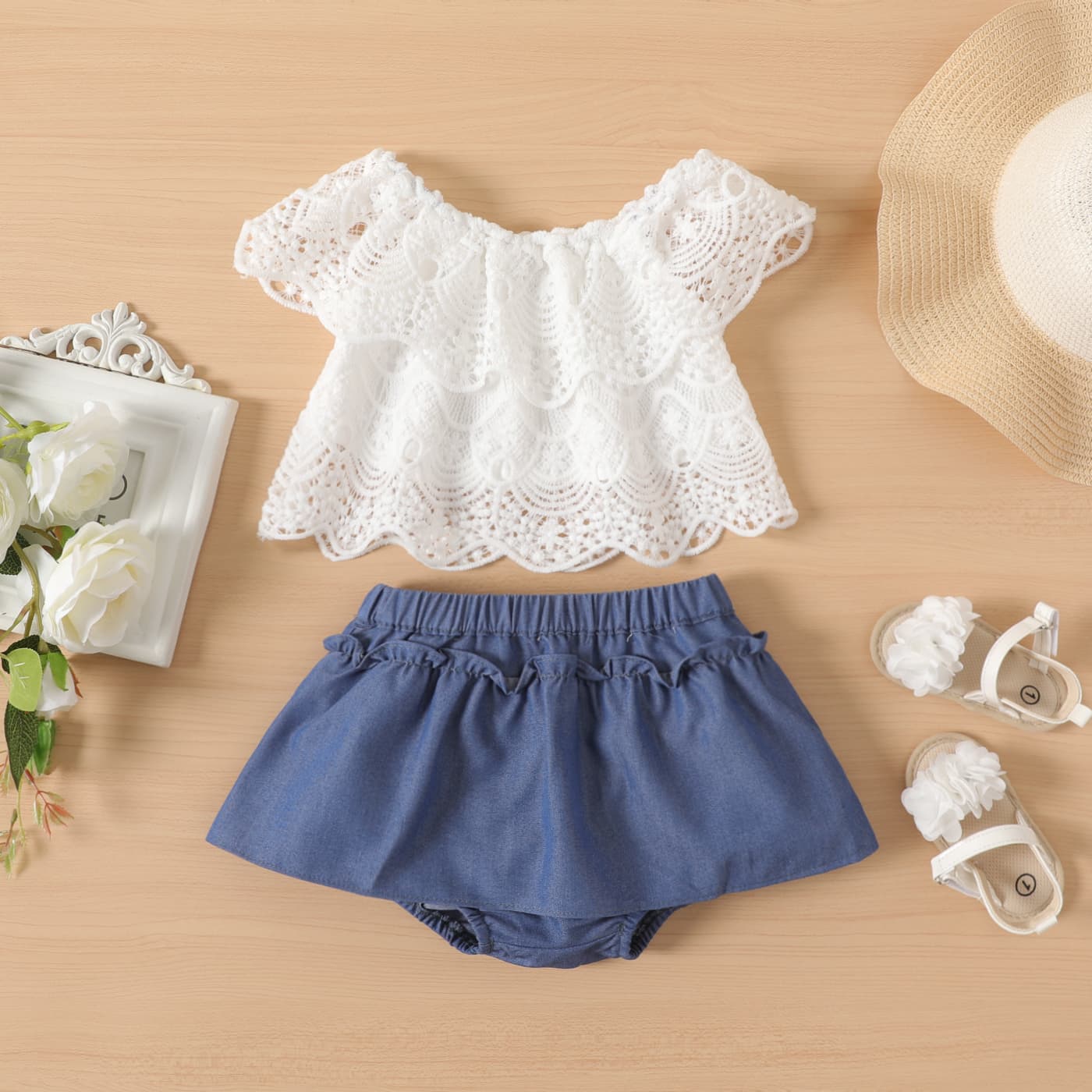 2 pc baby girl mesh skirt set