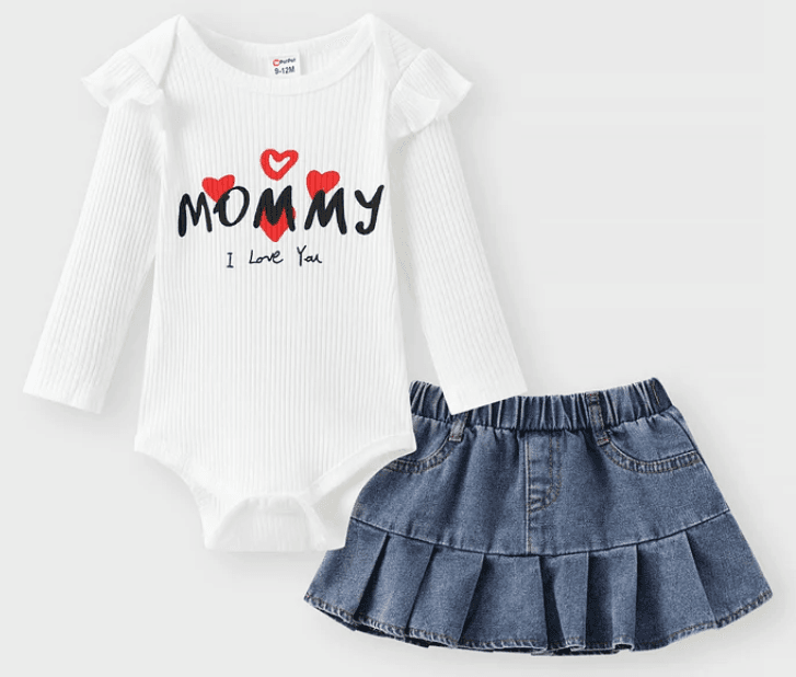 2pc denim skirt baby set