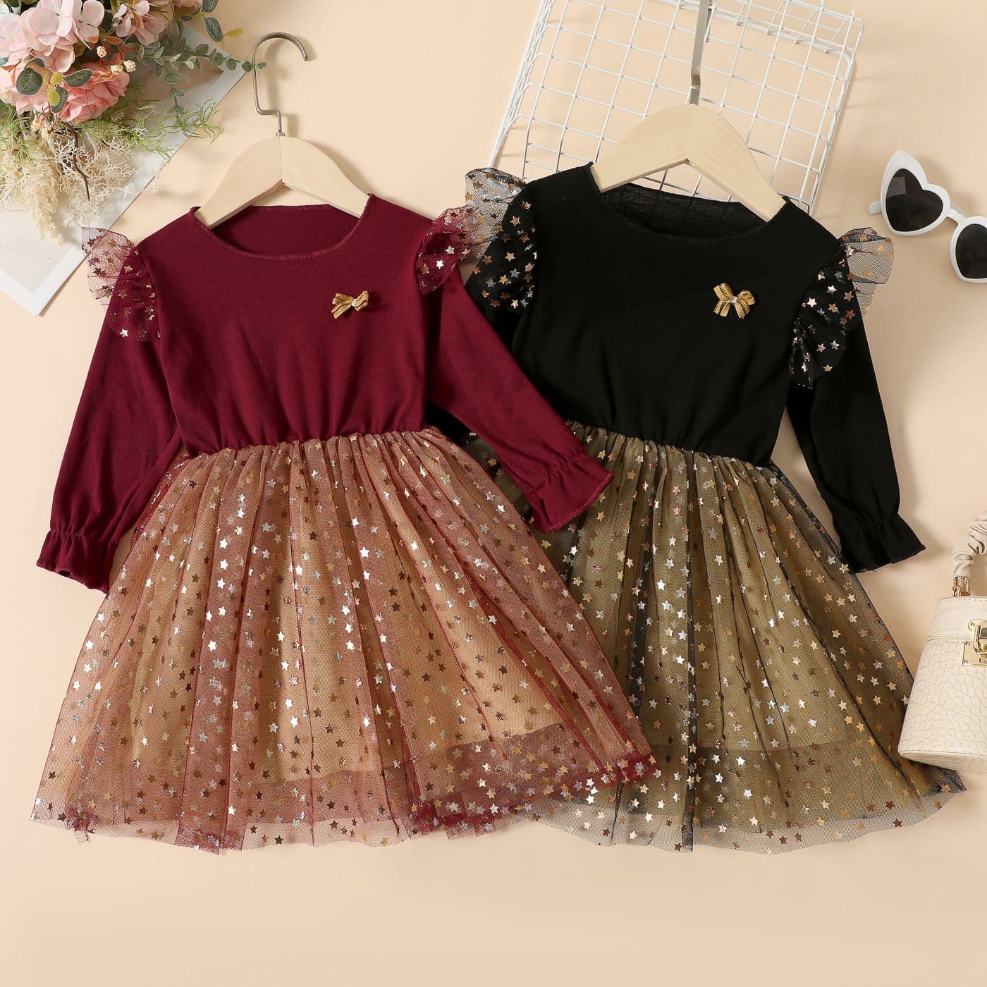 baby / toddler girl trendy stars mesh dress