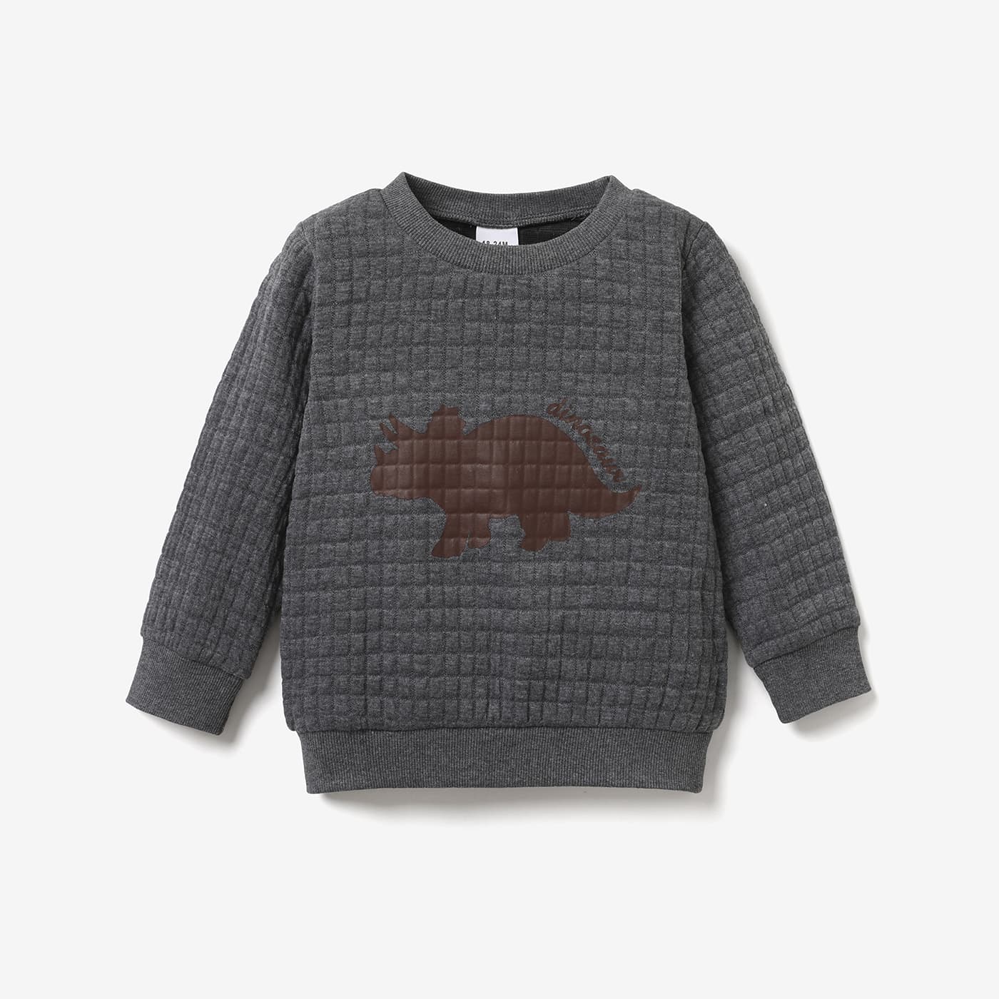 toddler boy letter dinosaur print textured pullover sweatshirt