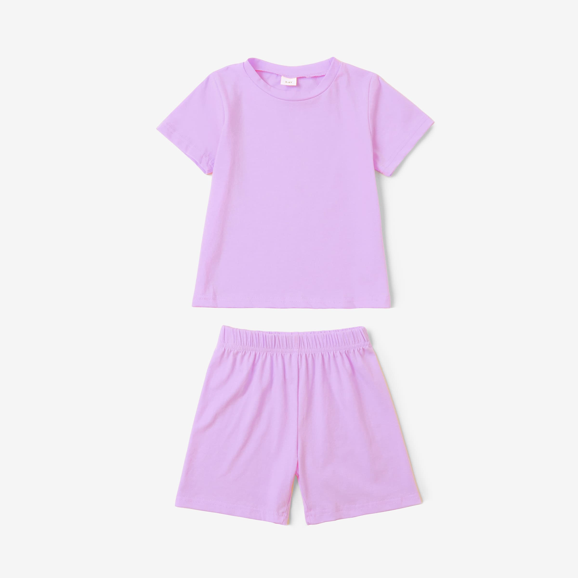2pcs kid girl short-sleeve tee and pocket design belted shorts set