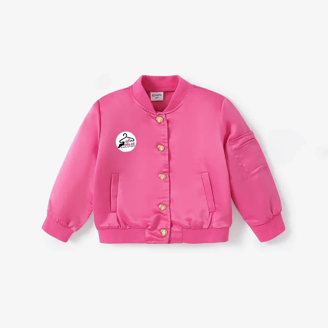 toddler  girl solid color button design avant-garde jacket