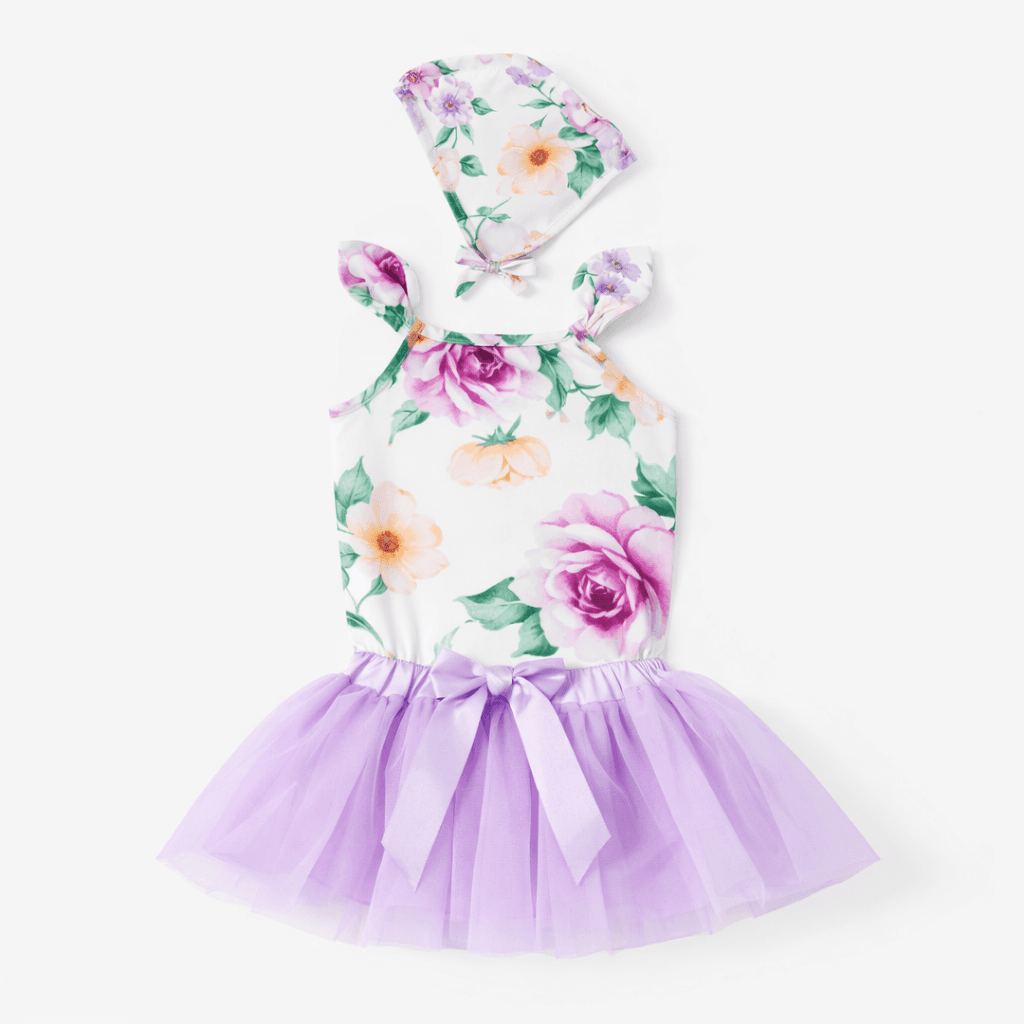 floral toddler dress with matching headband