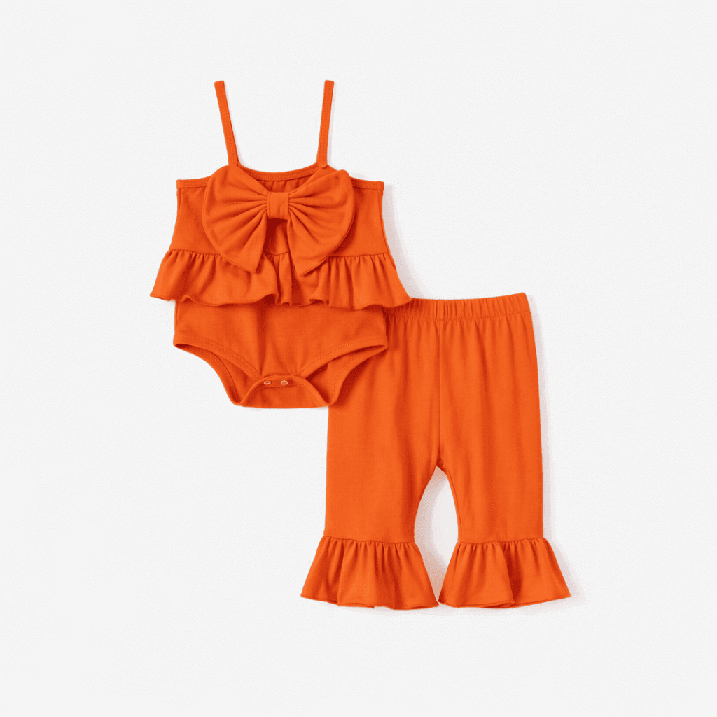 ruffled orange toddler outfit set