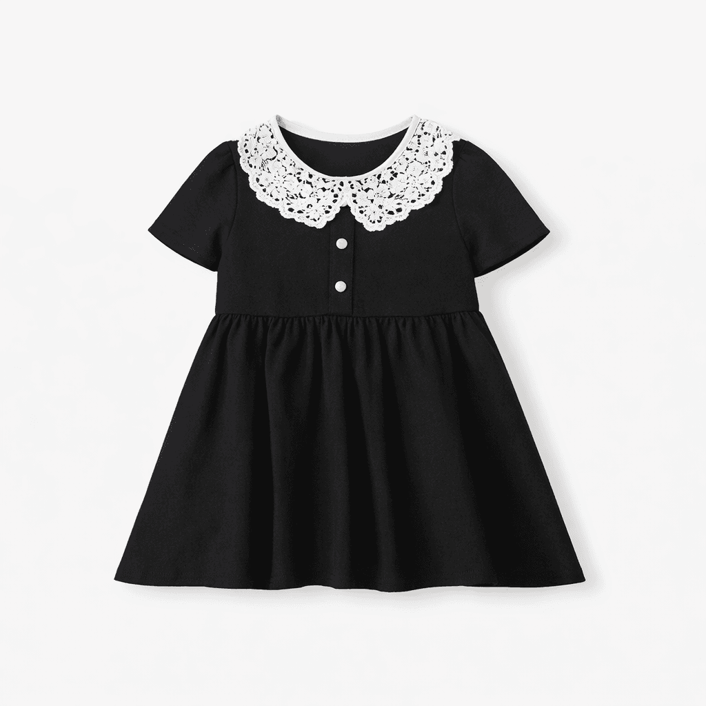 black dress with lace collar