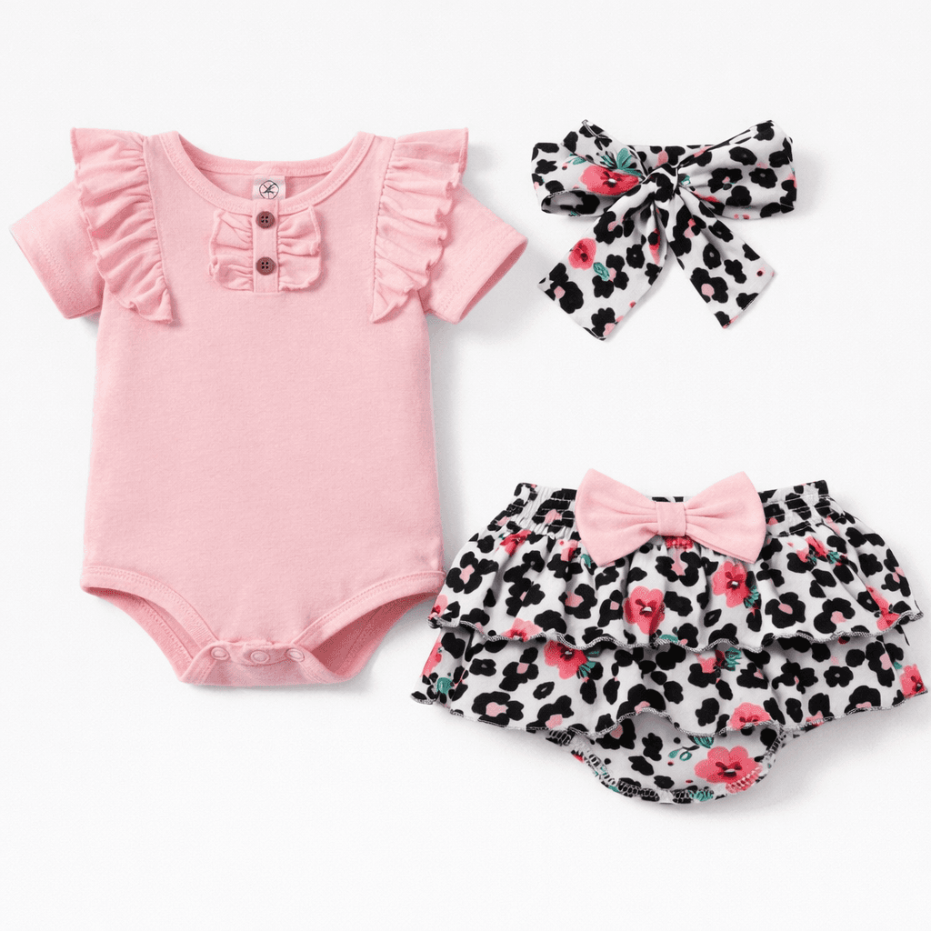 floral 3pc baby girl romper set